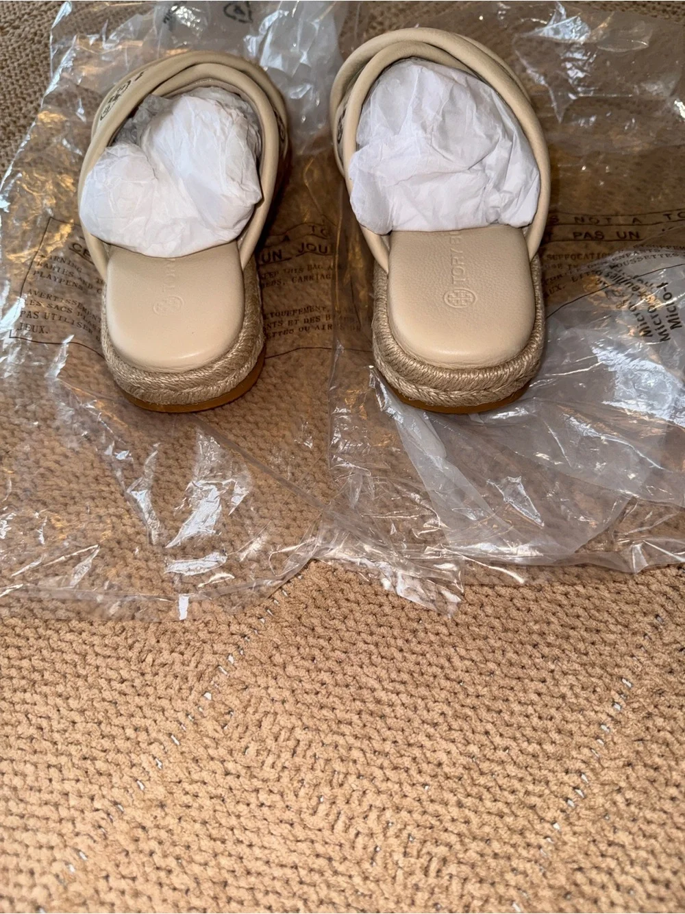 Tory Burch T Monogram Crisscross Espadrille Slide Sandals